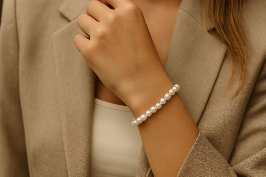 Femme avec bracelet en perle de chez bracelets en perles