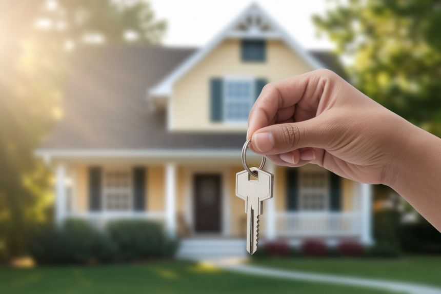 main-cles-maison-banlieue-ensoleillee