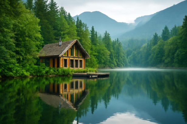 maison-lac-foret-montagne-reflet