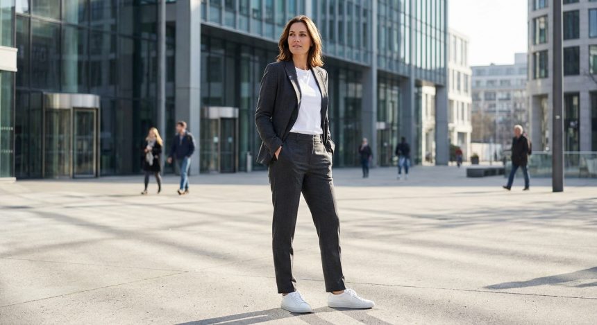 Peut-on porter un pantalon de tailleur femme avec des baskets sans perdre en élégance ?